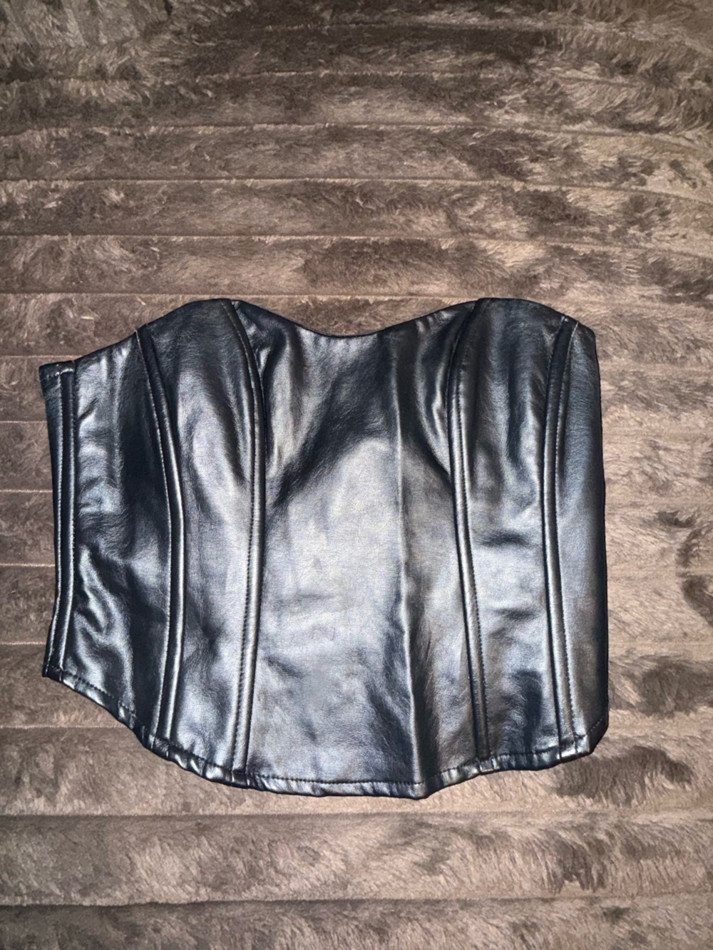 Black Faux Leather Corset Top